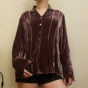 Velvet button down top